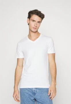 Pier One V Neck Bird Tonal 3 Pack - T-Shirt Basic - Light Brown/White/Dark Blue -Mode Verkoop 1f5463f9c0604b97998b18e77595bc5f