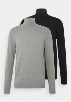 Pier One 2 Pack - Basic Turtleneck - Trui - Black/Mottled Light Grey -Mode Verkoop 2df07891f3cf443da67ee4c7a11ee632