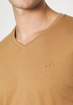 Pier One V Neck Bird Tonal 3 Pack - T-Shirt Basic - Light Brown/White/Dark Blue -Mode Verkoop dbb41cfafe134396801079ad8aaa0b0b